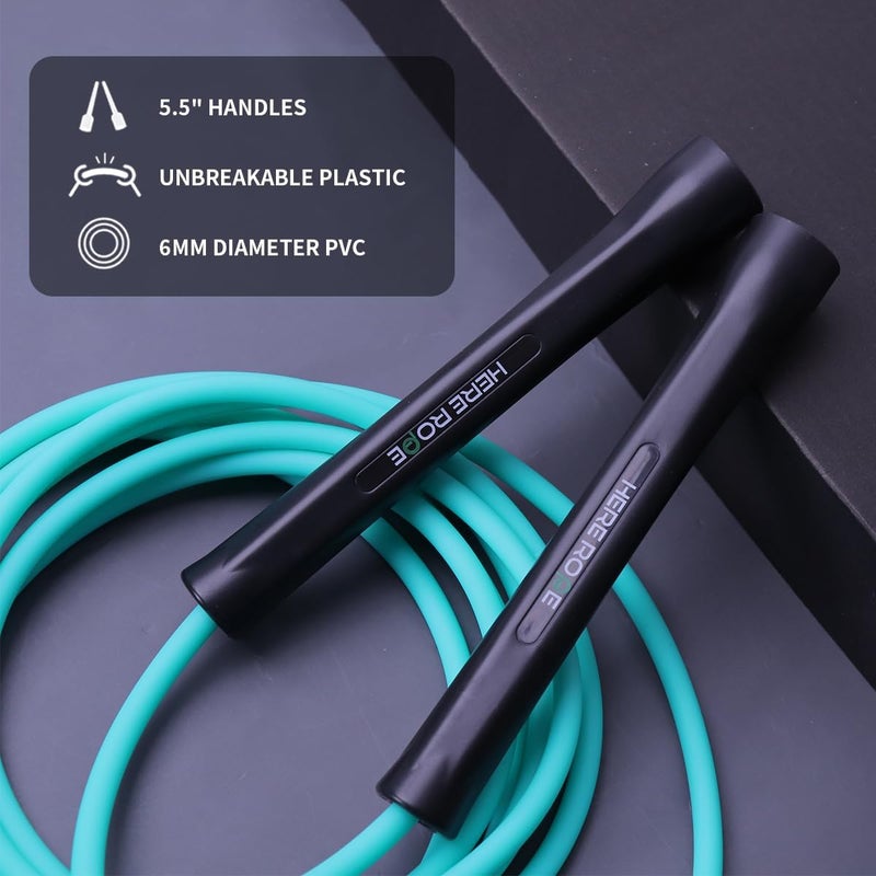 WILLGOO Hererope 6MM PVC Jump Rope for Men & Women Fitness, Speed, Tricks, Cardio Training, Boxing Jump Rope with Unbreakable Handles and Non-Kinking Skipping Rope, Adjustable Jumprope for Indoor Outdoor - Image 1
